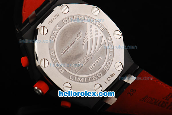 Audemars Piguet Royal Oak Offshore Swiss Valjoux 7750 Automatic Movement with Red Dial and White Numeral Markers-Run 12 Second - Click Image to Close